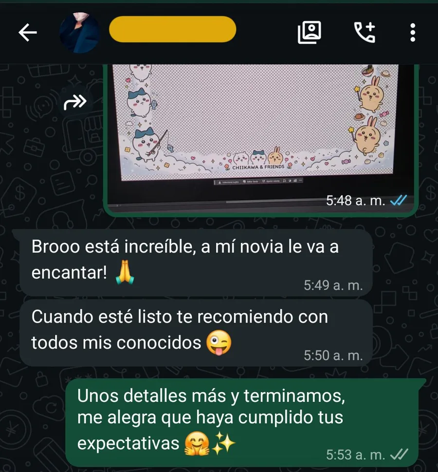 Captura de conversación de un cliente satisfecho